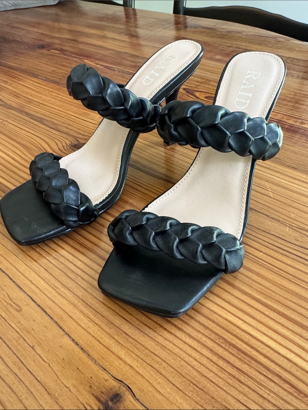 ASOS Black Braided Strap Slide Sandals